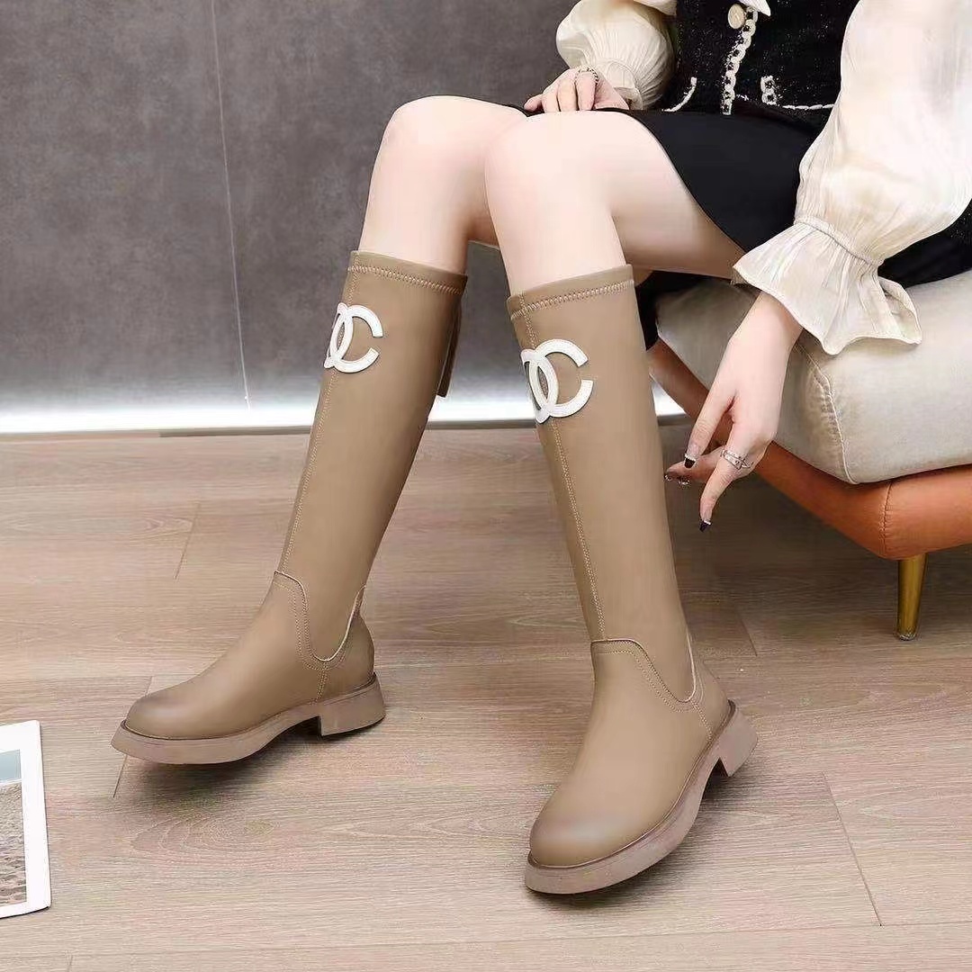 Mid-tube women's boots 2022 autumn and winter new thick-soled all-match high boots elastic tight boots