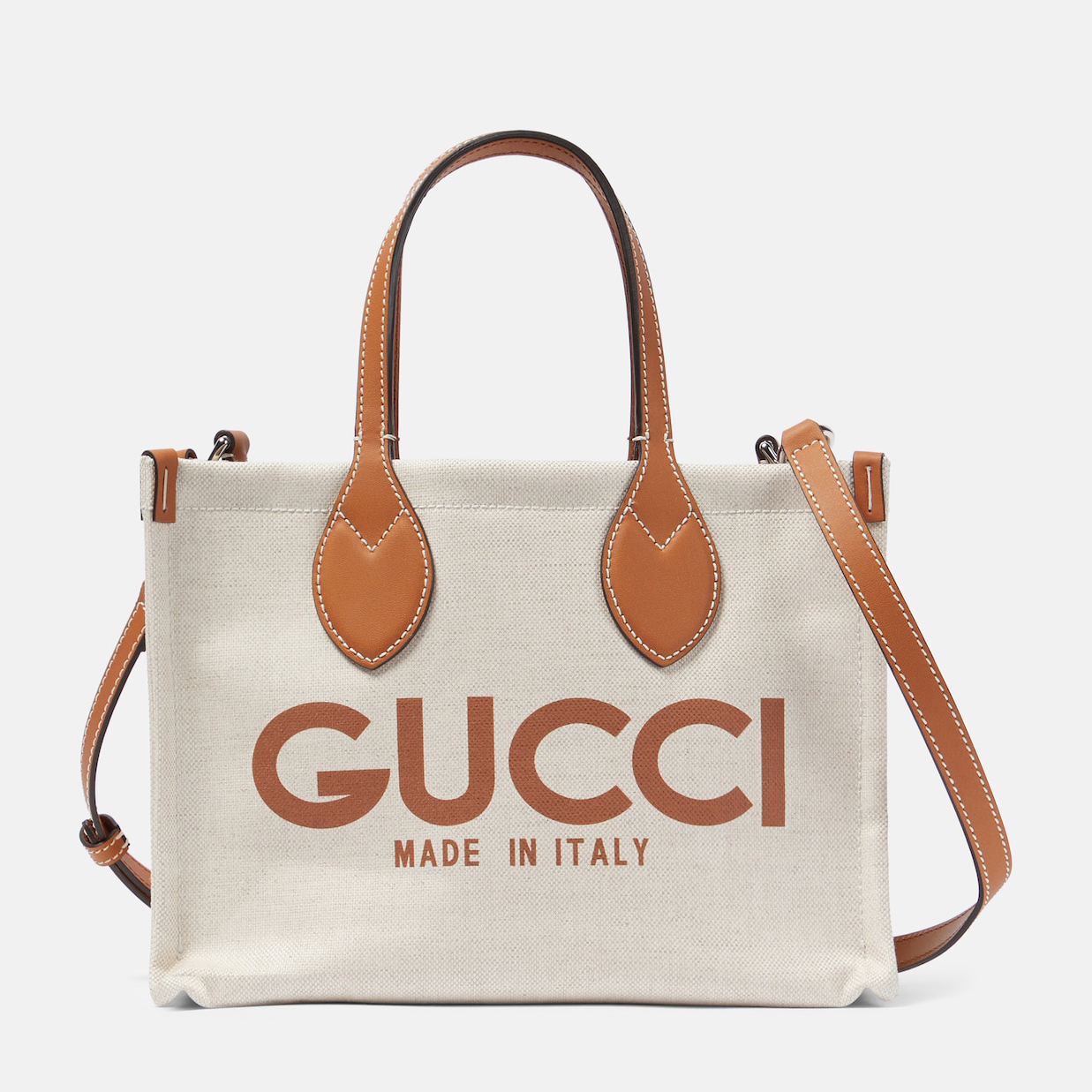 Mini Logo Leather-trimmed Canvas Tote Bag P00880705