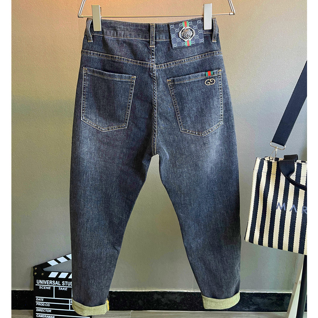Men's New Luxury Dark Blue Jeans