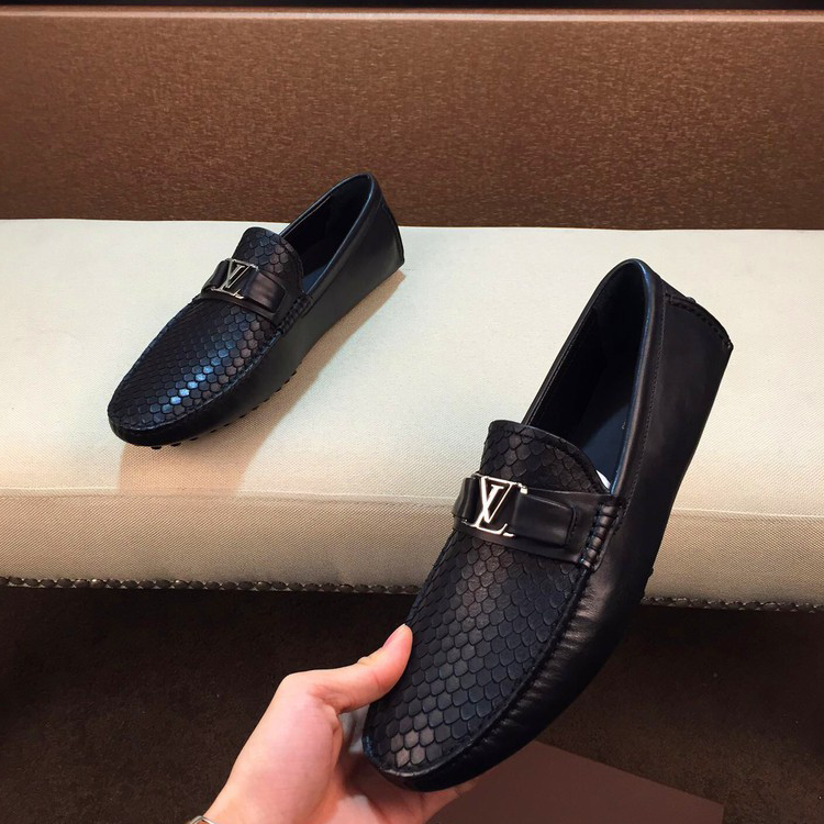Black Leather Logo Slip On Shoes