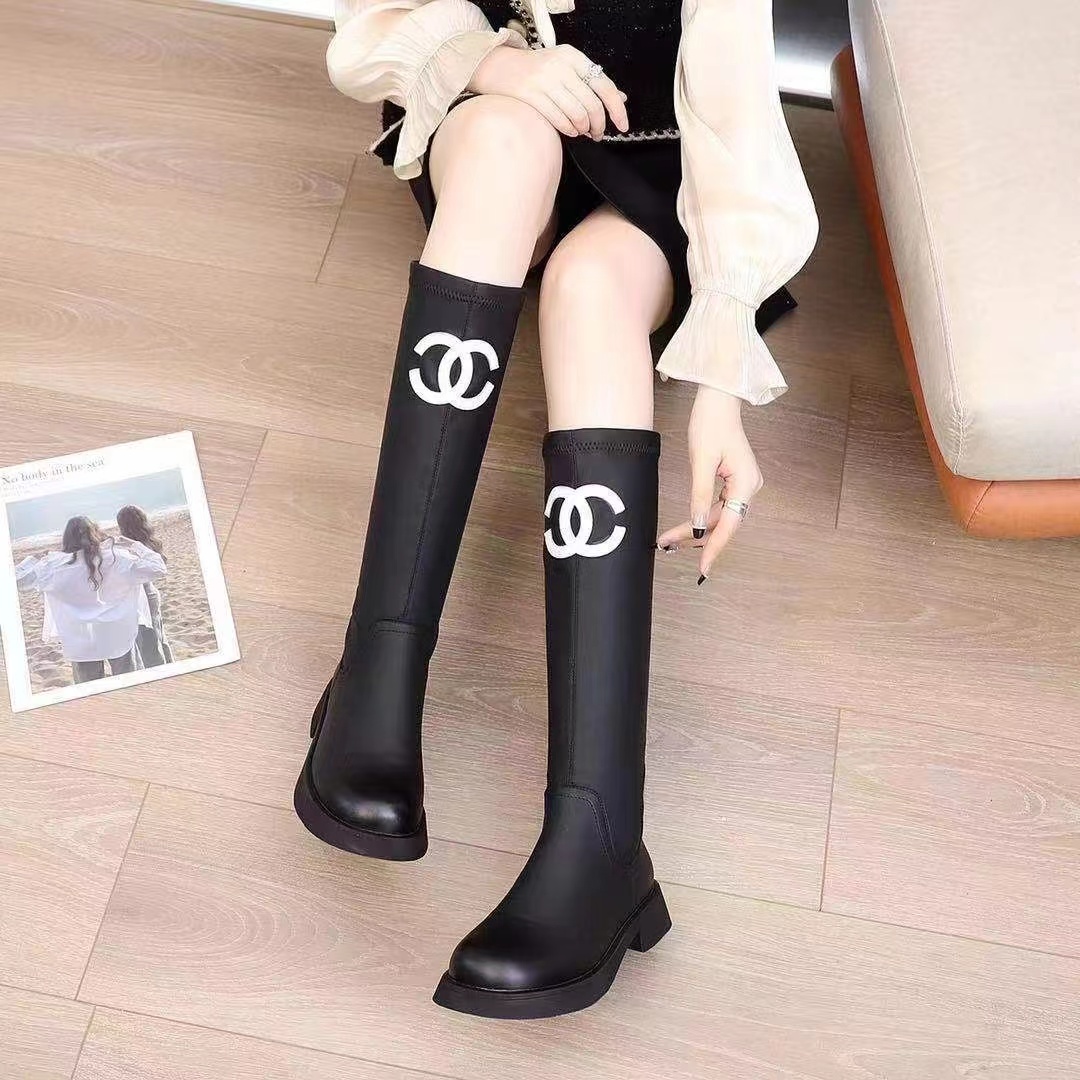 Mid-tube women's boots 2022 new thick-soled all-match elastic tight boots
