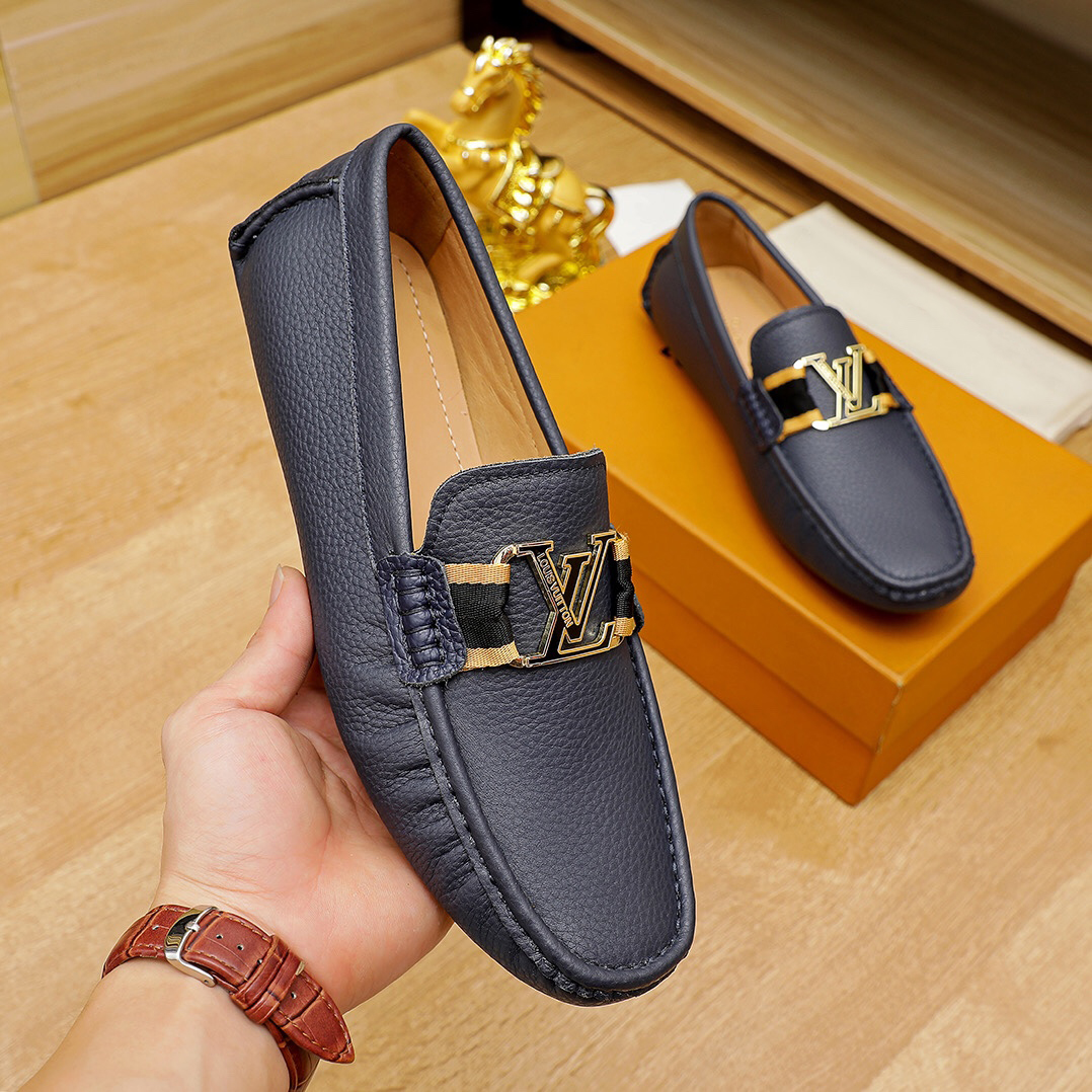 Blue V Logo Classic Loafers