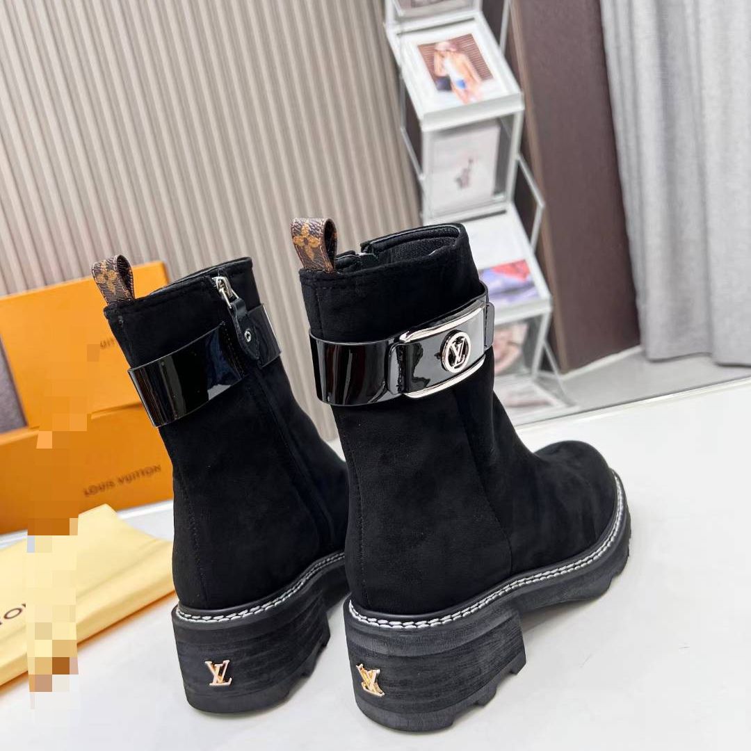 British style new knight women's shoes flat all-match comfortable breathable light luxury leather letter buckle women's short boots