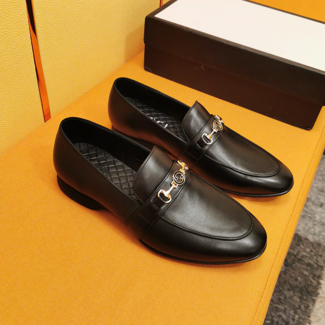 Black Leather Handmade Men's Loafers