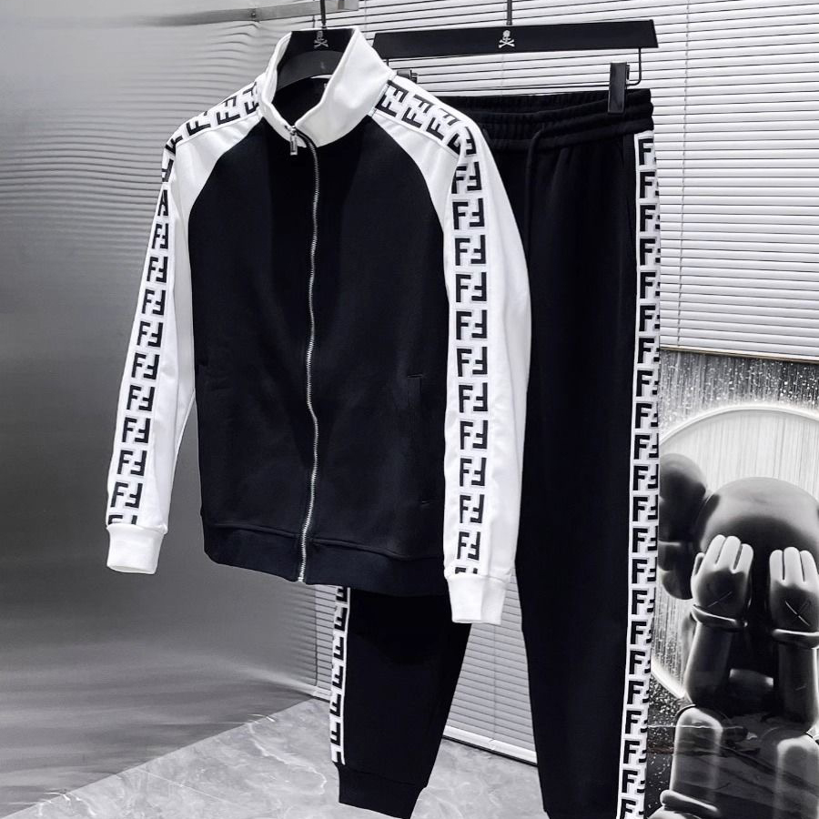New stylish black and white sports suit/Black PD1423102501