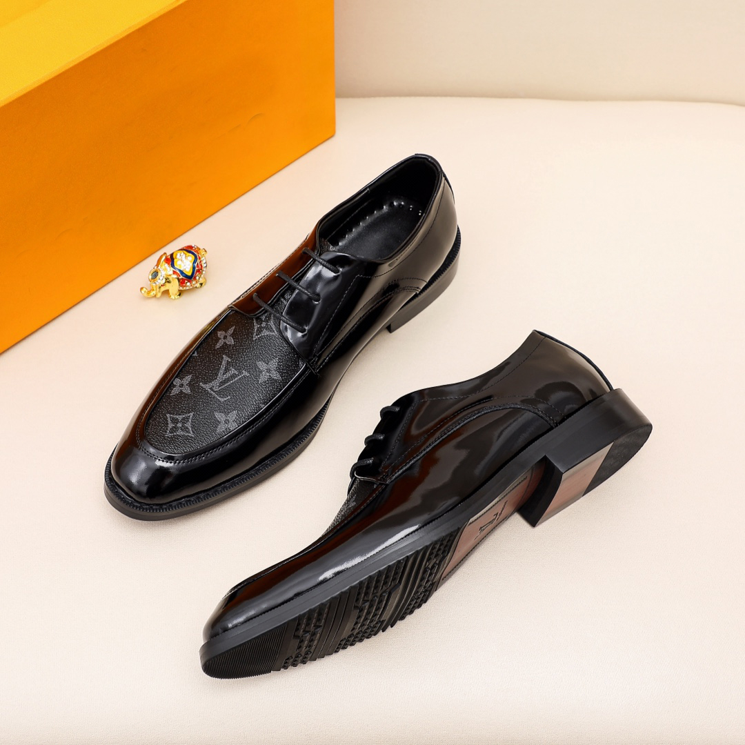 Men's Bright Black Printed Derby Oxfords