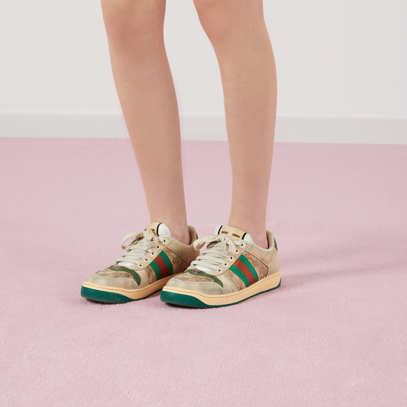 Canvas and distressed leather sneakers 570443