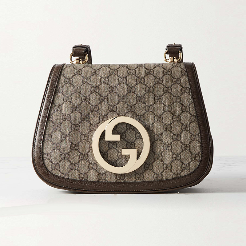 Blondie leather-trimmed printed coated-canvas shoulder bag