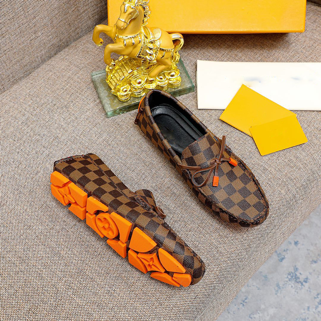 New fashion bow new plaid peas shoes slip on comfortable loafers