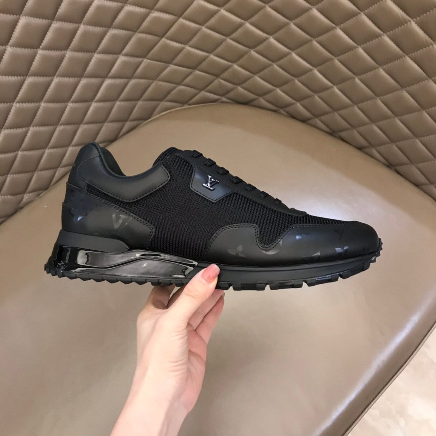 New classic lace-up leather breathable knitted fabric all-match trend sneakers