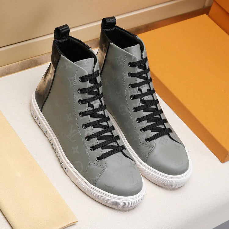New Fashion Men's Lace-Up Classic Patchwork Grey Casual Sneakers Athletic Booties