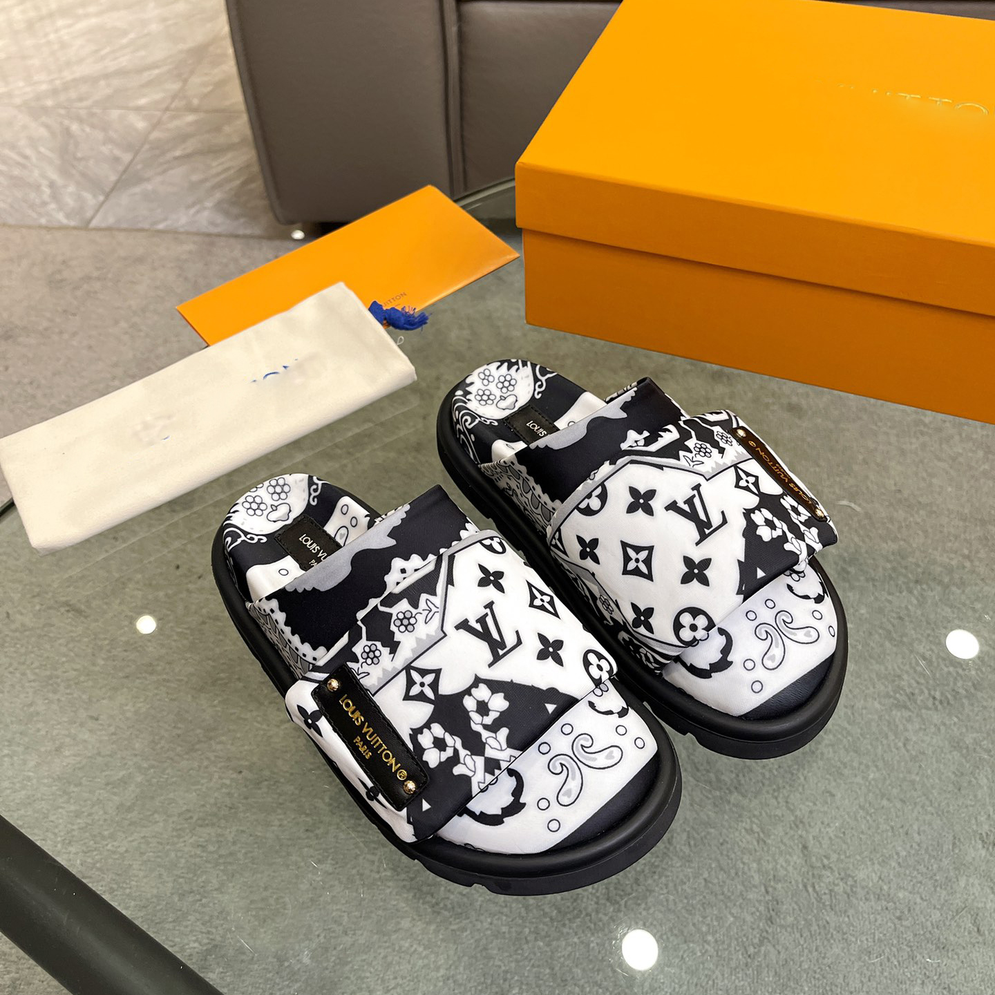 printed cotton slippers 03082