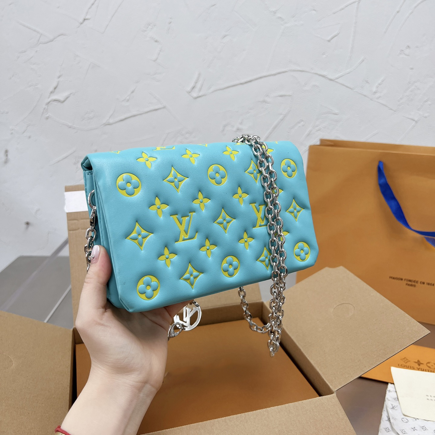 Women's Blue Print Shoulder/Pouch