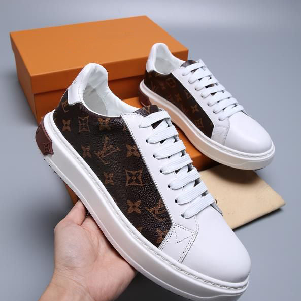New fashion men's lace-up classic stitching white shoes casual sneakers