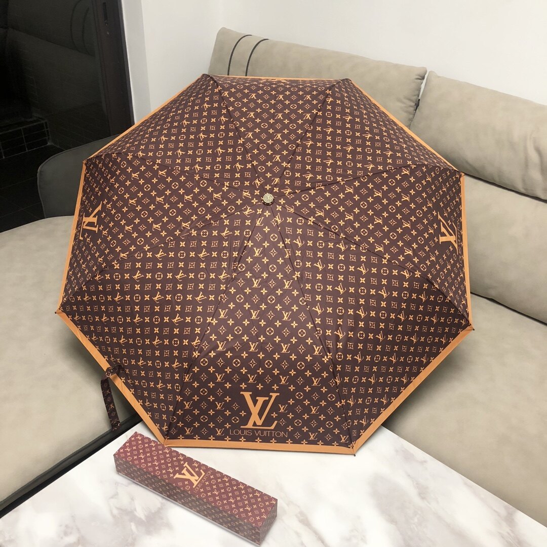Brown Tri-fold Umbrella Sun Umbrella UV Protection Lightweight Portable Umbrella