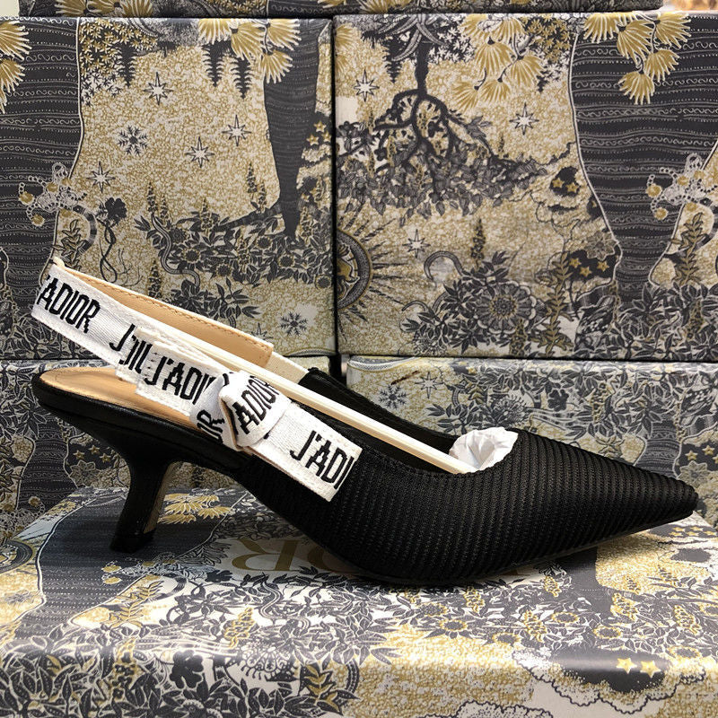 Harajuku Stripe D Letter Pointed Toe Pumps