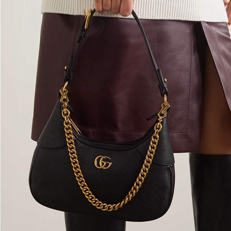 Aphrodite chain-embellished textured-leather shoulder bag