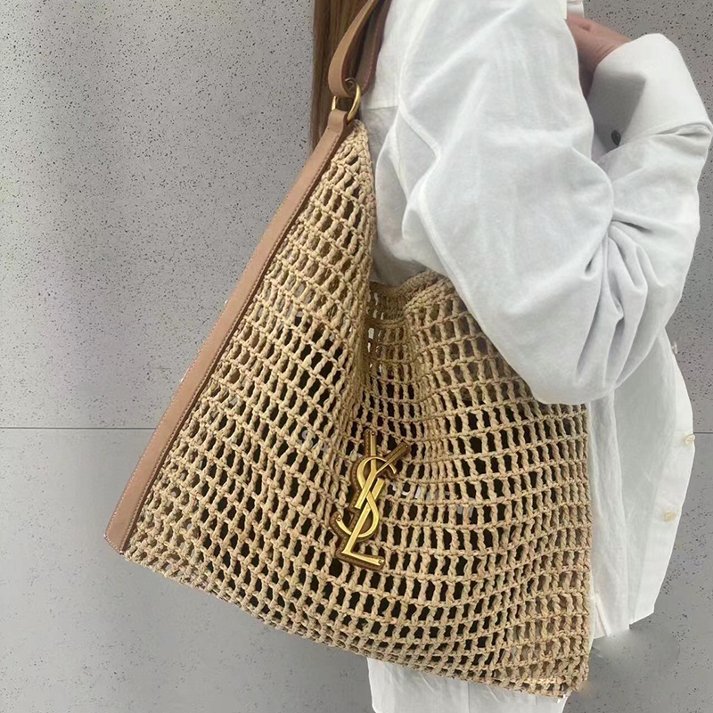 OXALIS IN RAFFIA CROCHET AND LEATHER EB9718