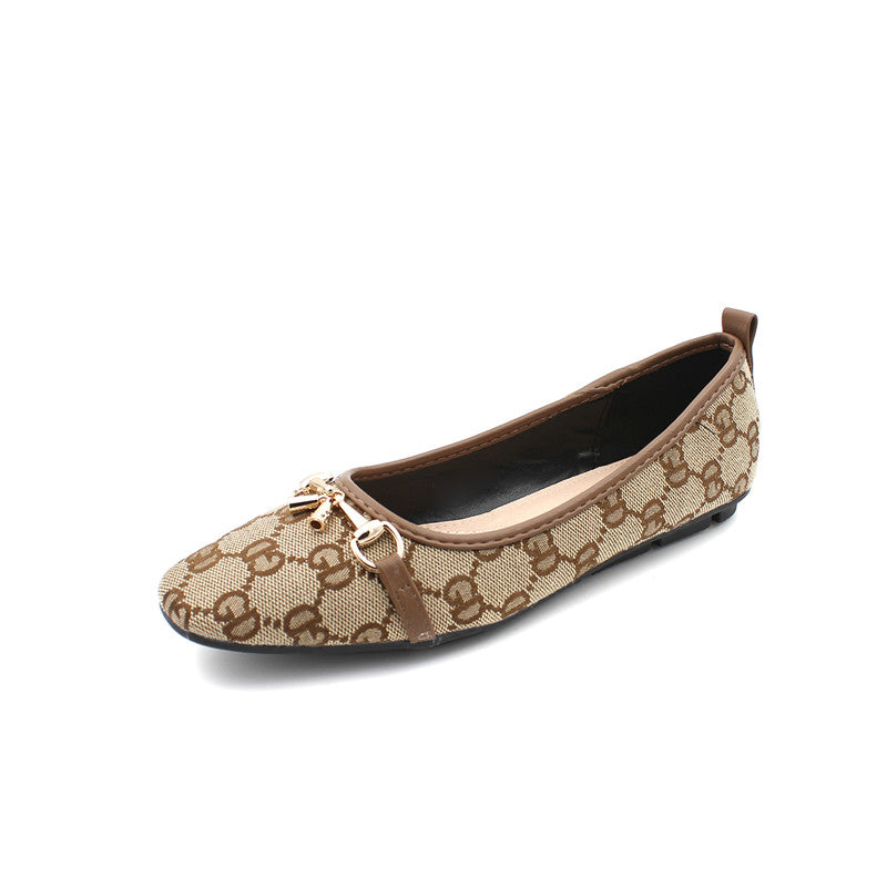 Square toe shoes versatile fashion label PF10041021