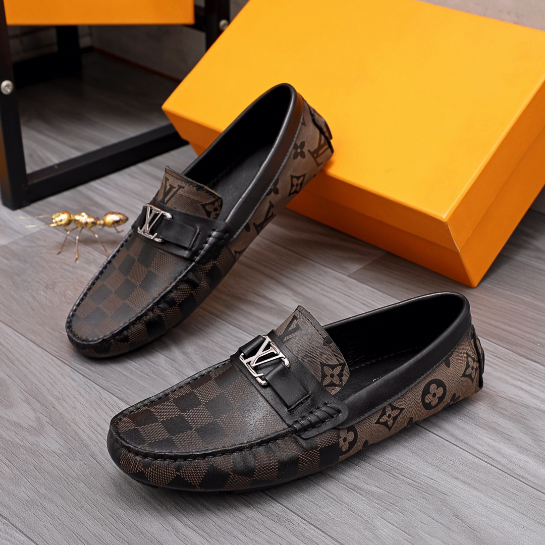 Dark brown leather formal slip on shoes