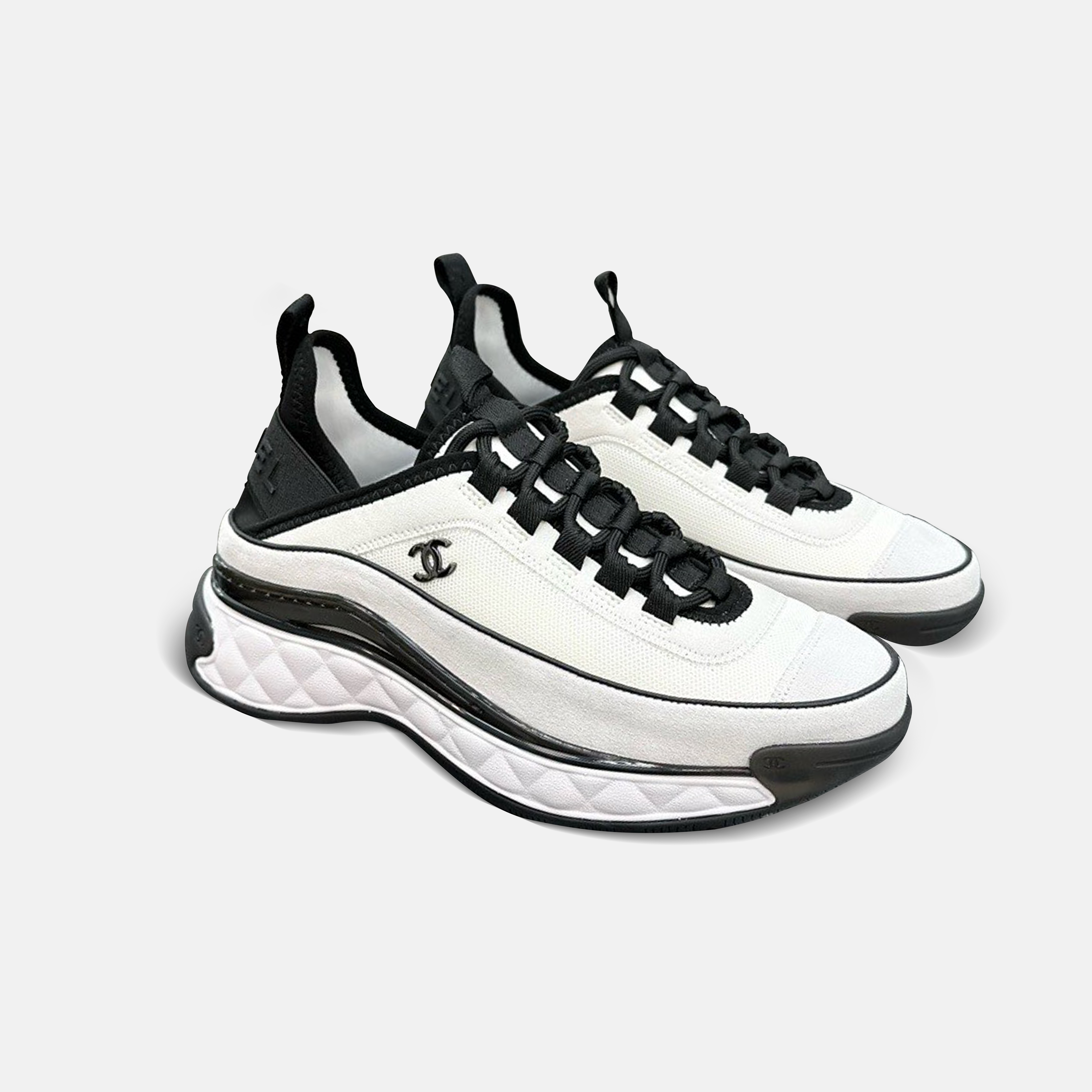 Suede Trainer White Black (Women's) 920106