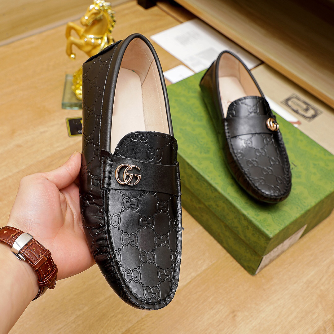 New fashion double G letters pattern formal dress slip on shoes