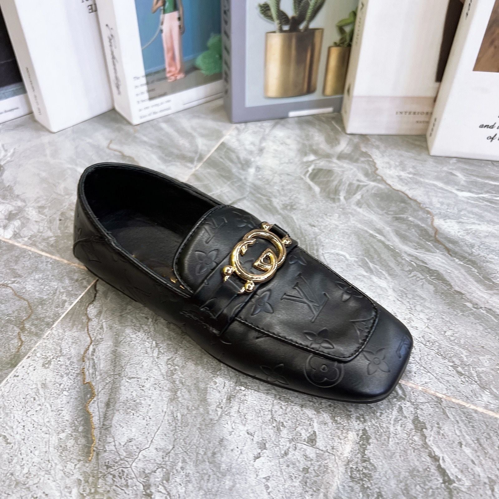 Square toe shoes versatile fashion label PD10041022