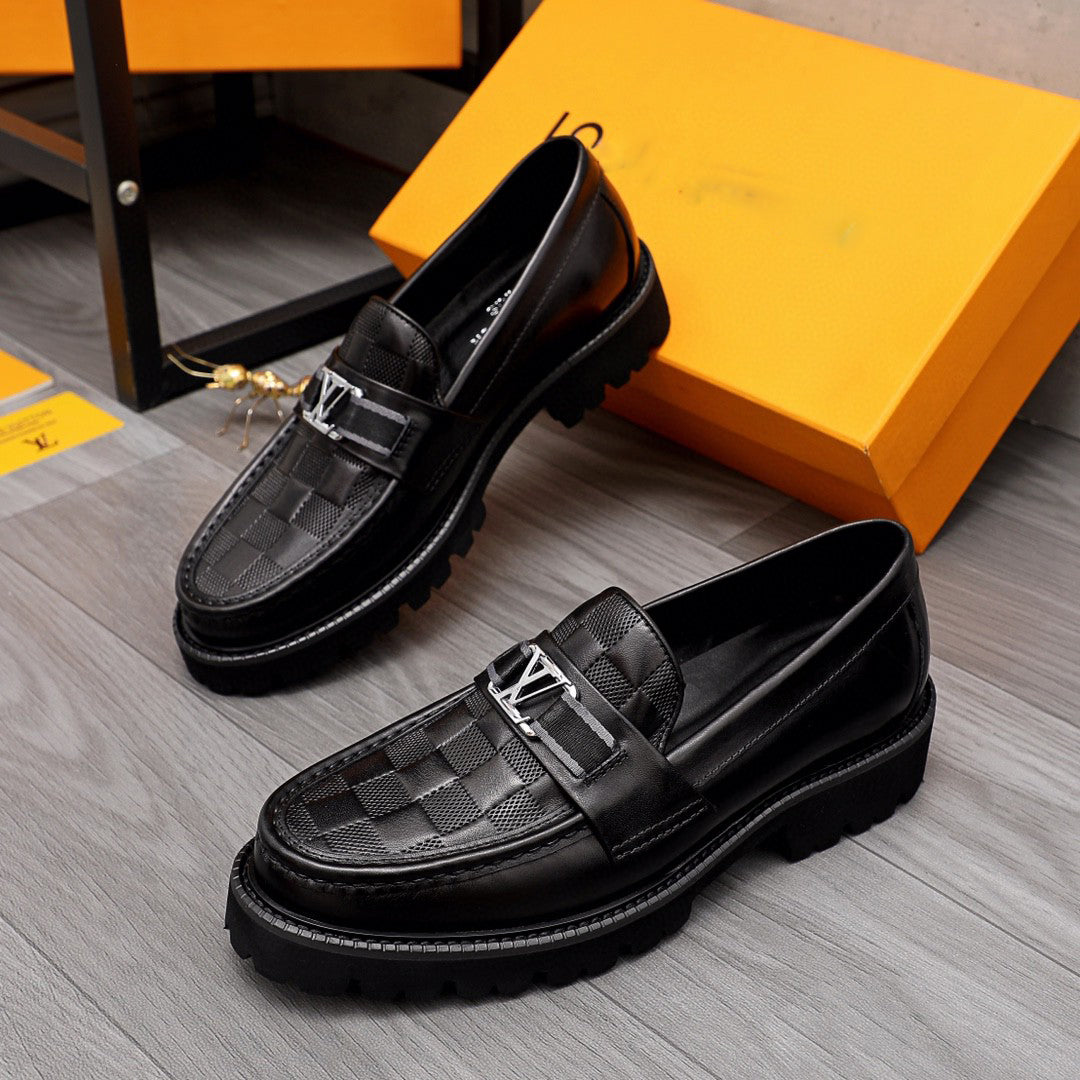 New fashion formal men's plaid loafers