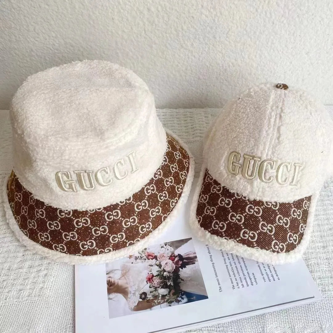 New Korean version of lamb velvet fashion letter basin hat handsome foreign style widened temperament wool general fisherman hat