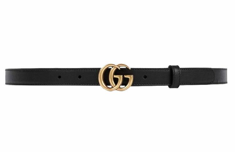BLACK LEATHER BELT GOLD BUCKLE