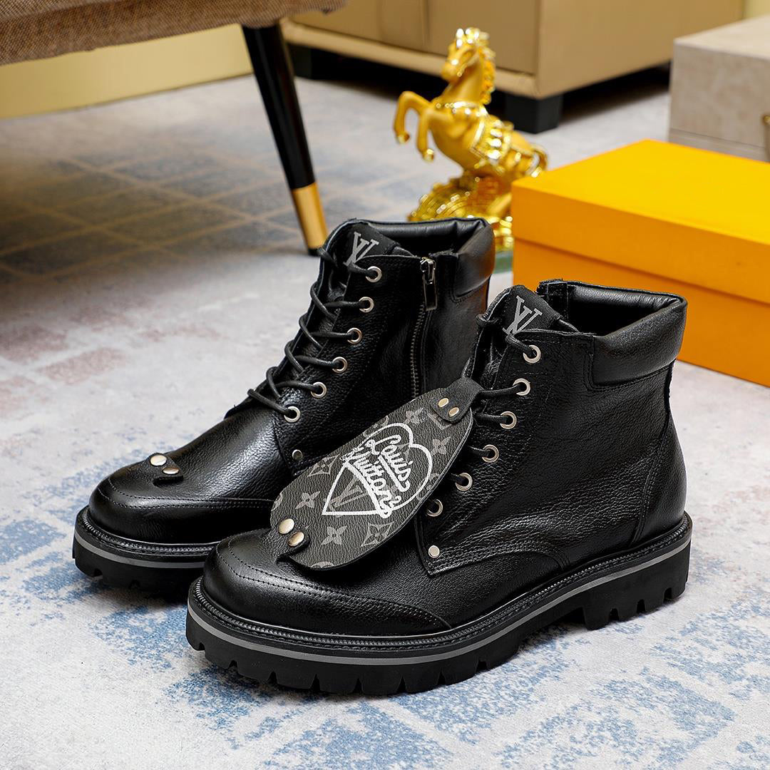 New Fashion Men's Black Lace-Up Martin Boots