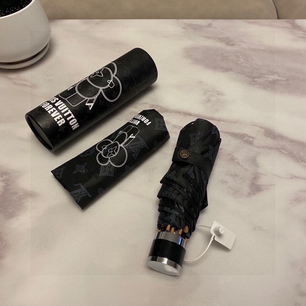 New Black Five Folding Hand Open Folding Umbrella