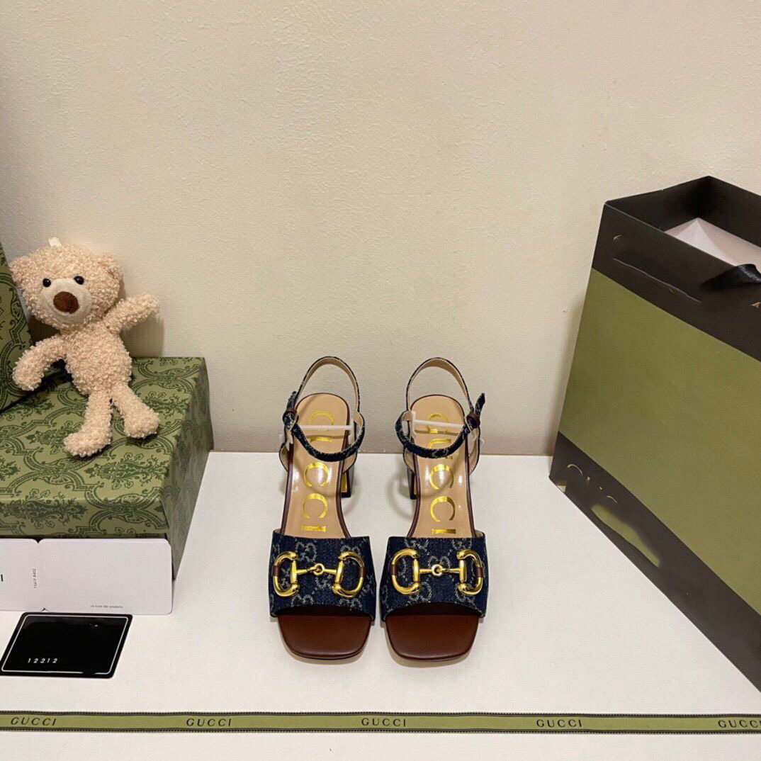 High-heeled 5-8cm Fashion G Logo Women's Sandals