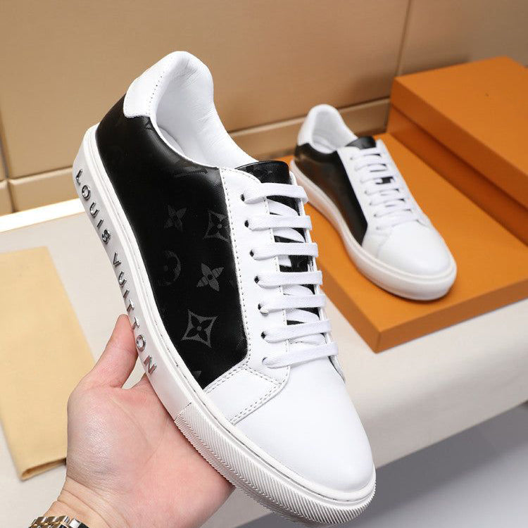 New fashion men's lace-up classic stitching white shoes casual sneakers