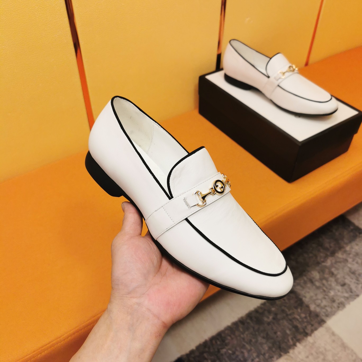 White Leather Handmade Men's Loafers