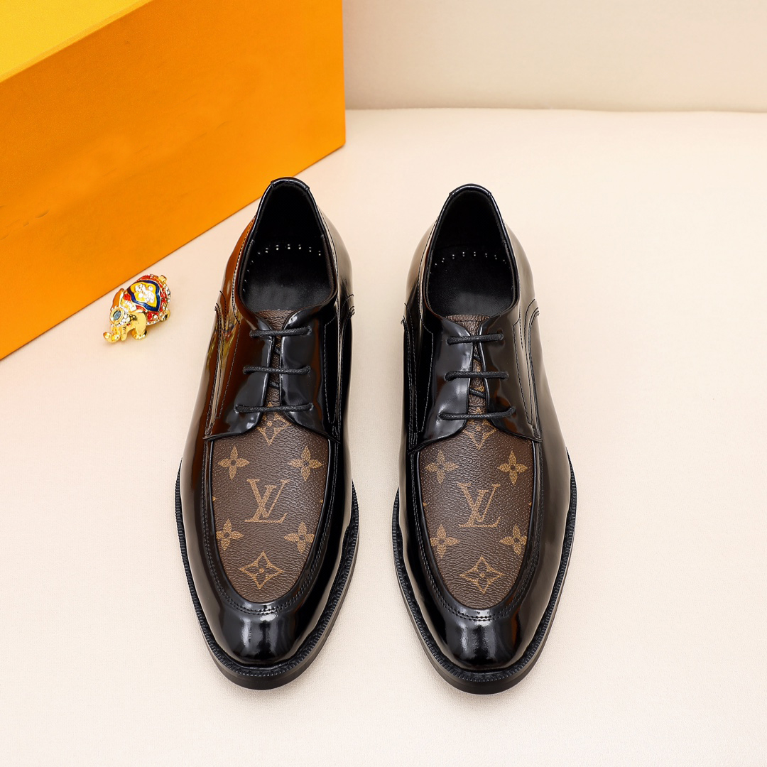 Men's Black Brown Print Derby Oxfords