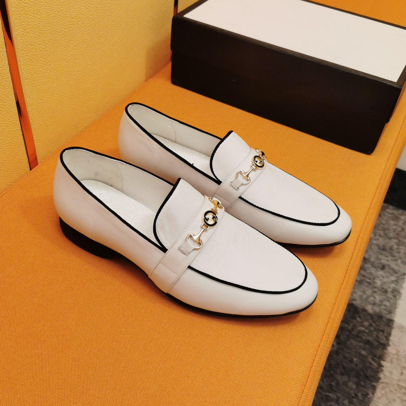 White Leather Handmade Men's Loafers