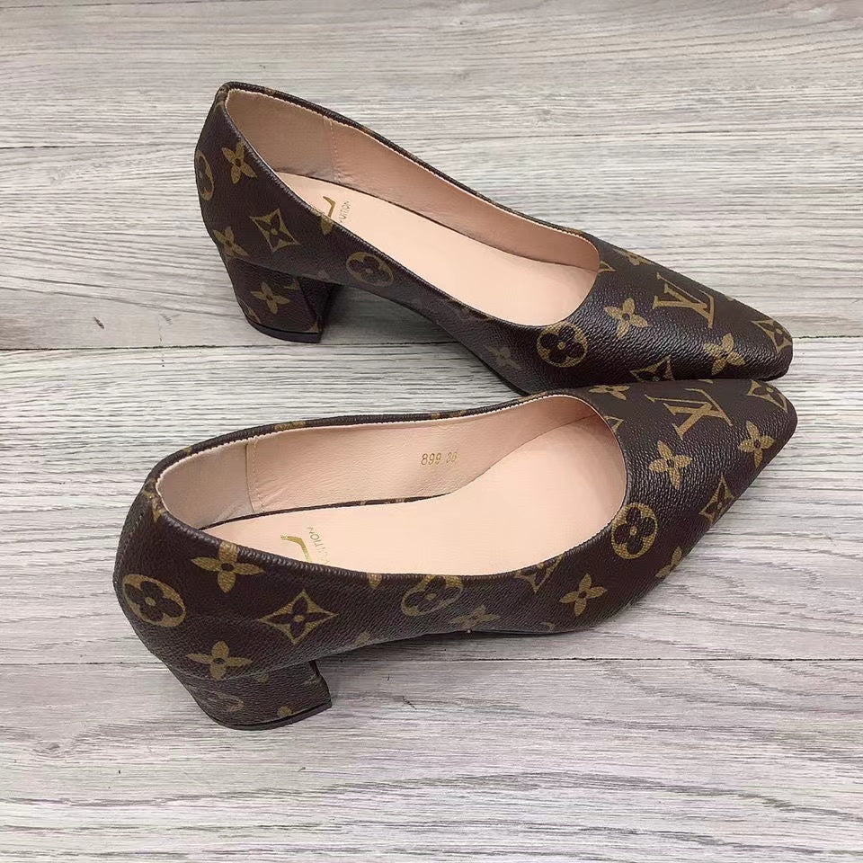 Women's printed chunky heels
