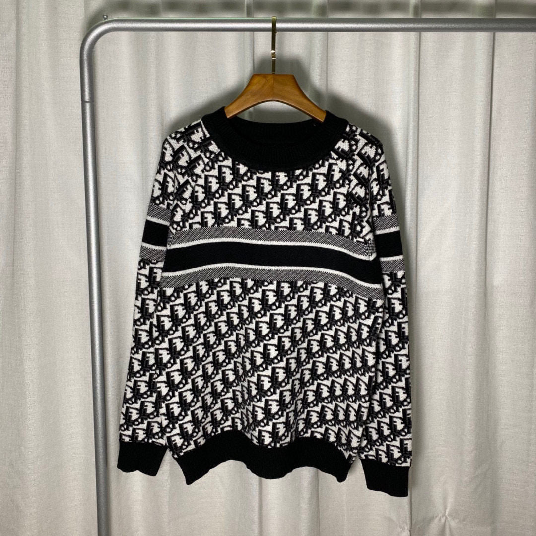 Autumn and winter new three-dimensional letter embroidery round neck sweater men's and women's loose casual tops S10