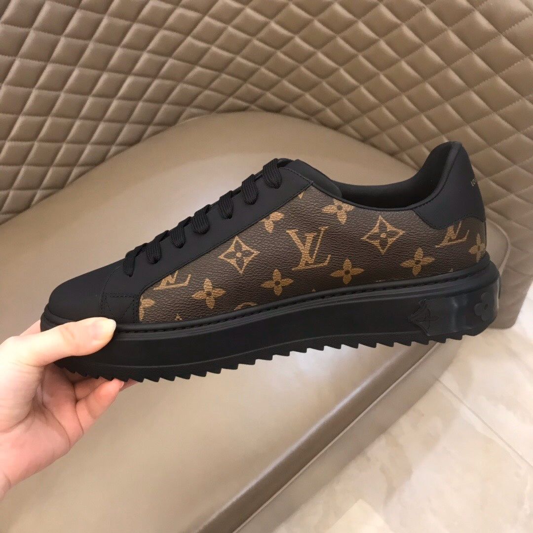Fashion classic stitching pattern black men's casual sneakers