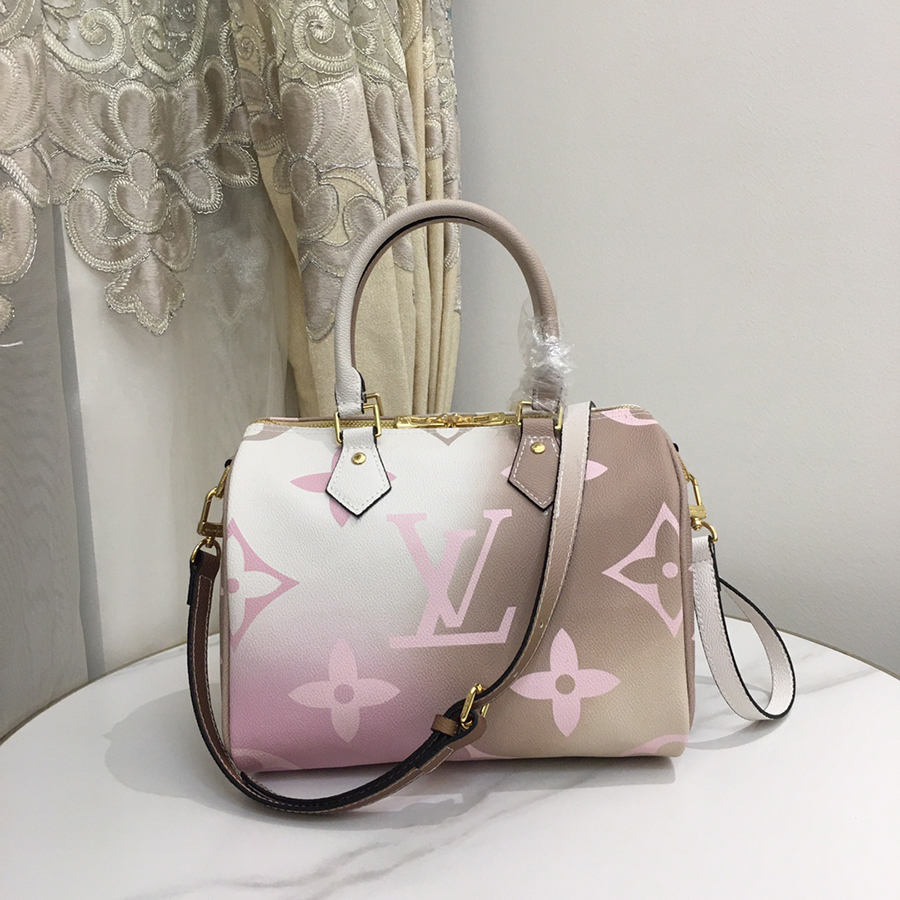 Women's Pink Colorblock Brand Print Bag