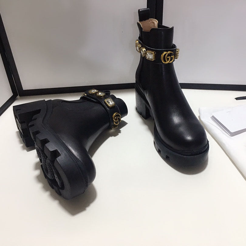 New fashion ladies black ankle boots