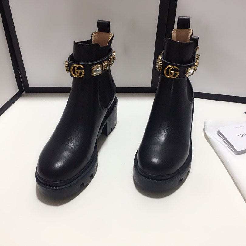 New fashion ladies black ankle boots