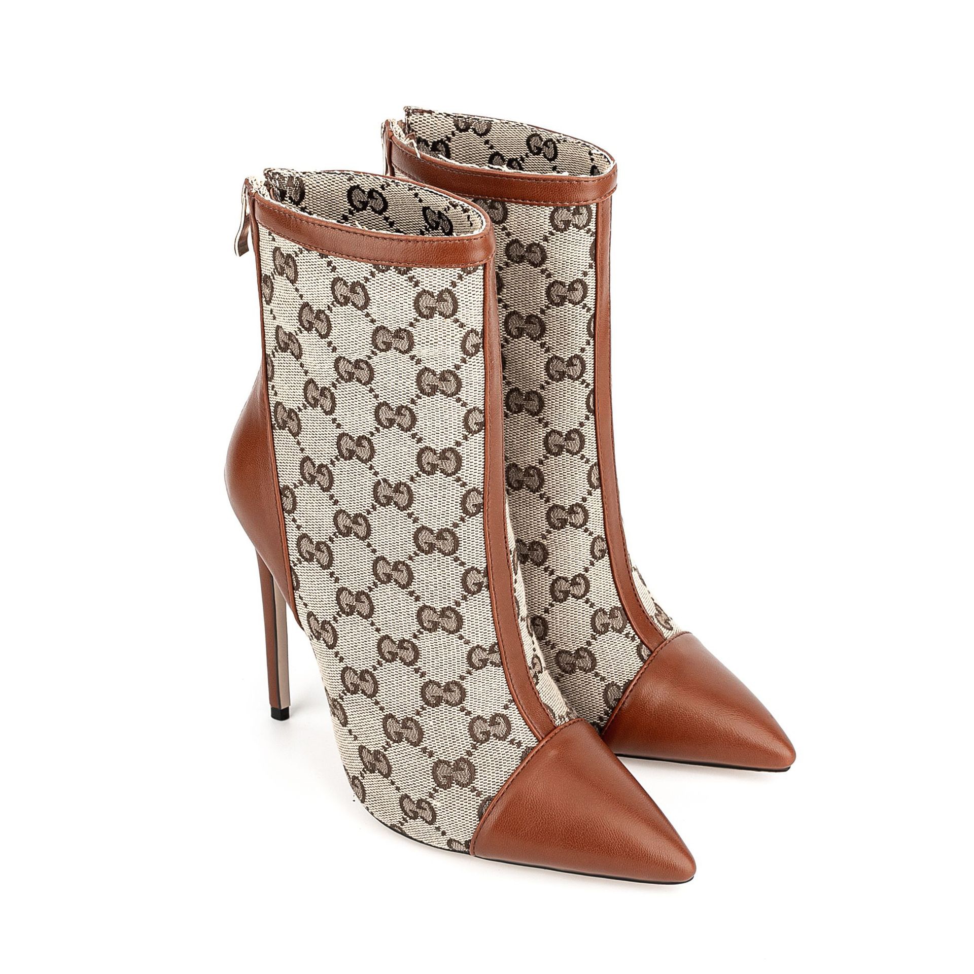 Women's brown stiletto ankle boots68-23090808