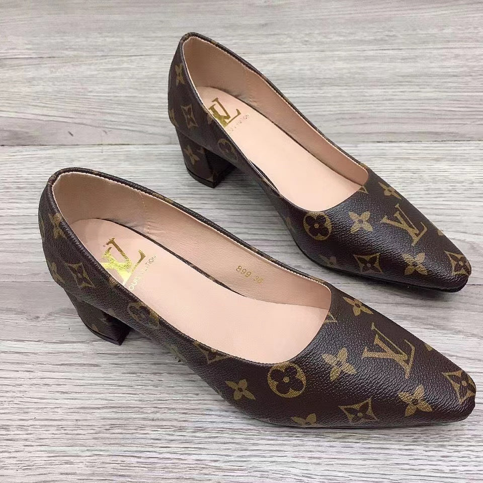 Women's printed chunky heels