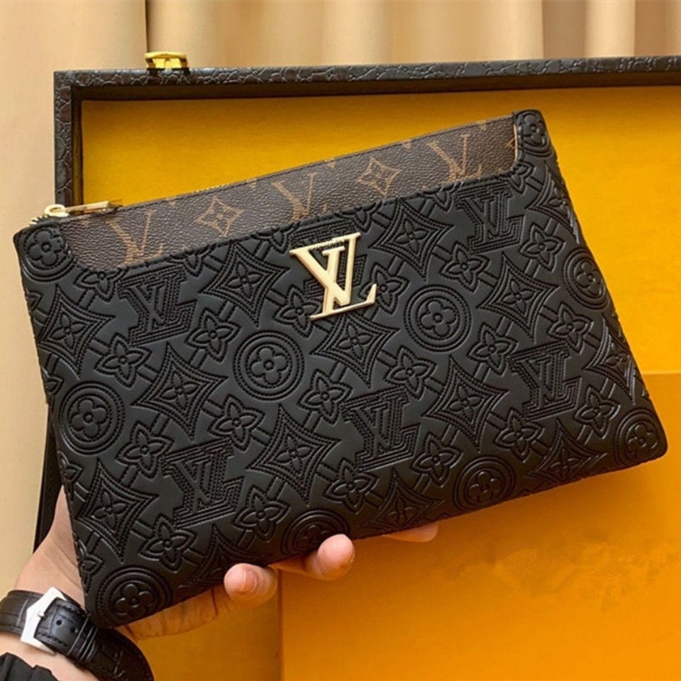 New Handmade V Logo Leather Men Handbags