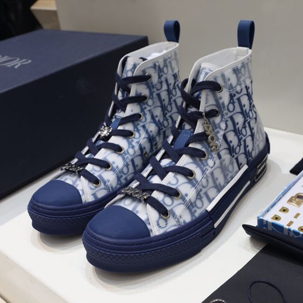 New Di Blue High-top Canvas Shoes For Men