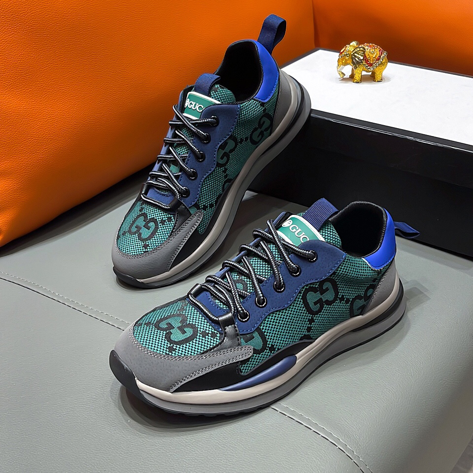 Men's Brand Green Letter Sneakers