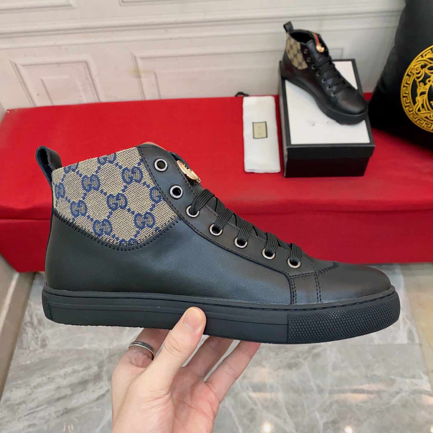 New fashion all-match black stitching lace-up flat casual boots ankle boots