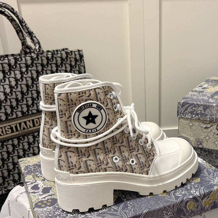 Casual business Martin shoes heightened platform lace-up high-top canvas women's shoes
